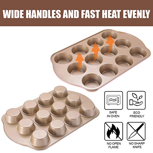 2 Pack Nonstick Muffin Pan Set (12 Cup Muffin Pan)