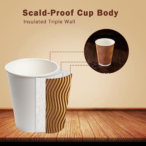 150 Pack 8 oz Disposable Paper Coffee Cups Insulated Champagne (Champagne / 8 oz)