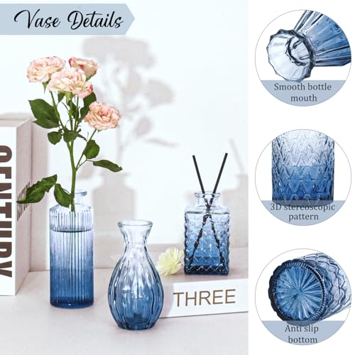 Set of 36 Glass Bud Vases Small Flower Vases for Centerpieces (Blue)