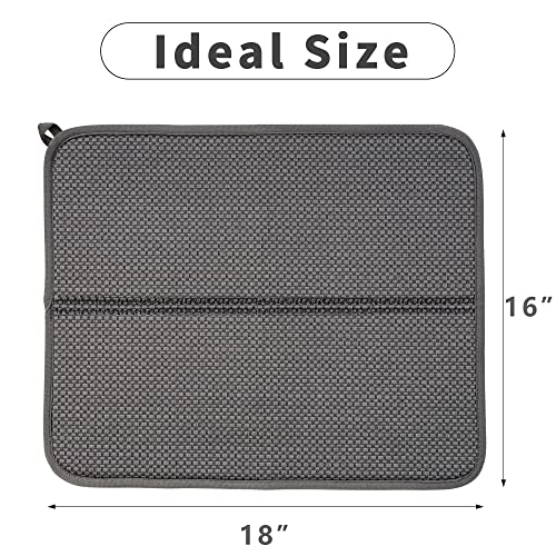Dish Drying Mats 2 Pack (16''X18'' / 2 Pack Grey)