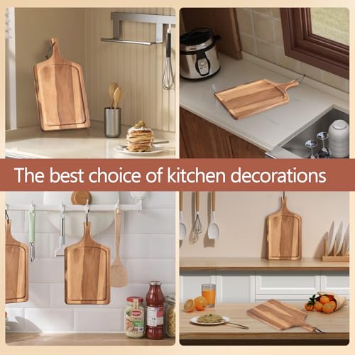 Acacia Wood Cutting Board with Handle (17.7"L x 9.8"W)