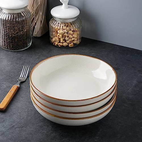 8.5’’ Ceramic Pasta Bowls Set of 6 (Set of 6 / Pearl White)