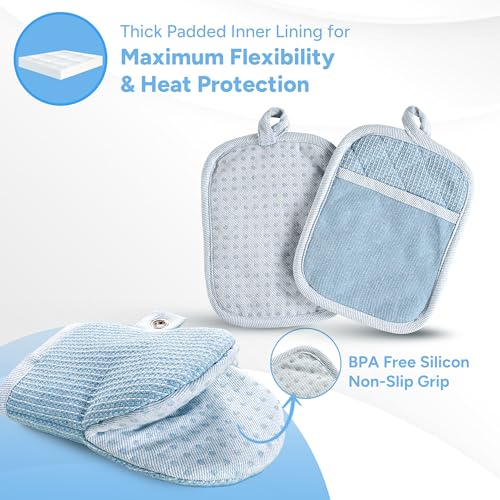 BBQ Gloves & Potholders Set (03: Oven Mitts - Cornflower / Oven Mitt Set - 4 Pack)