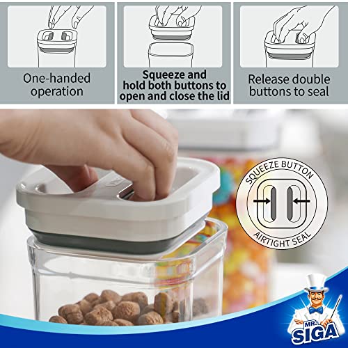 8 Piece Airtight Food Storage Container Set for Pantry Organization (White)