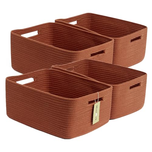 Large Storage Baskets for Organizing (4pcs-L17×W13×H7.5" / Oxide Red)
