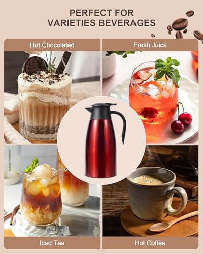 70 Oz Thermal Coffee Carafe for keeping hot (Black/Red / 2× 70 Ounces)