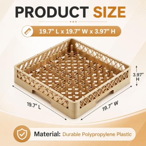 1 Pack Commercial Dishwasher Tray Rack (Yellow / Peg Dish)