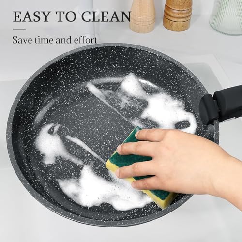 Ceramic Pots and Pans Set Non Stick (Dark Gray / 5PCS)