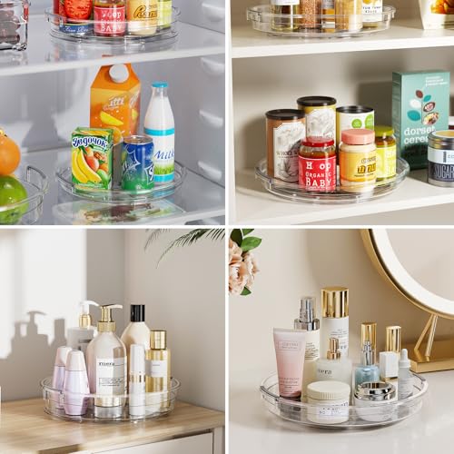 3 Pack Lazy Susan Organizer Turntable for Cabinet (Clear / 3 Pack 12in+10.6in+9.25in)