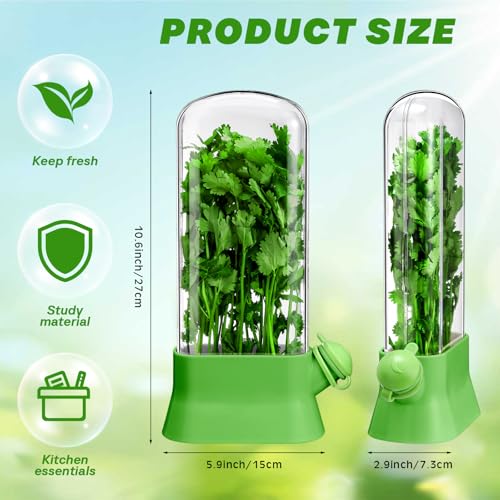 2 Pcs Herb Saver for Refrigerator Fresh Herb Keeper (Green)