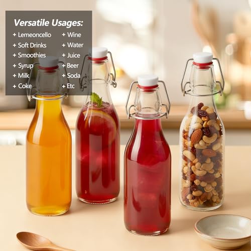 12pack 8.5oz Swing Top Glass Bottles with Airtight Lids for Vanilla (8.5 oz 12 pack)