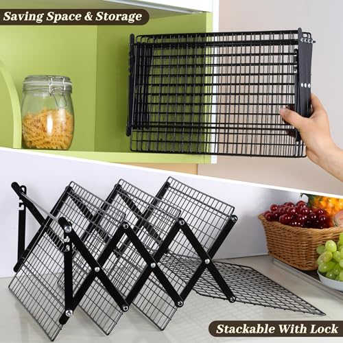 2/3/4-Tier Collapsible Cooling Rack - 3 Setting Design, Adjustable ＆ Stackable Baking Rack, 5 Modes Cooling Racks for Cooking and Baking, Roasting ＆ Grilling Gifts for Picnic Party