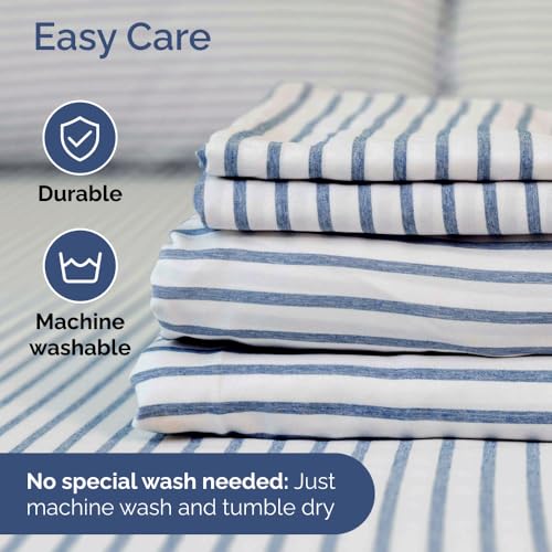 Flex Top Split Head King 4 Piece Sheet Set (43 - Blue Stripes 2 / Split Head/Flex Top)