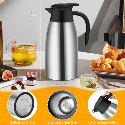 70oz Thermal Coffee Carafe Insulated Coffee Thermos (Silver)