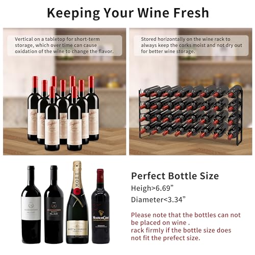 4 Tier Wine Rack (Black / 32-Bottle)