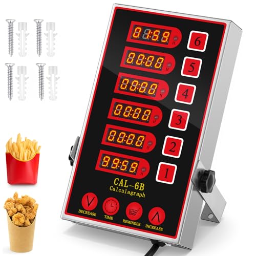 1 Pack Commercial Digital Kitchen Timer for Cooking (6 Channel)