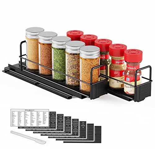 Pull Out Spice Rack Organizer for Cabinet (Two 2"W Drawers, 1-Tier)