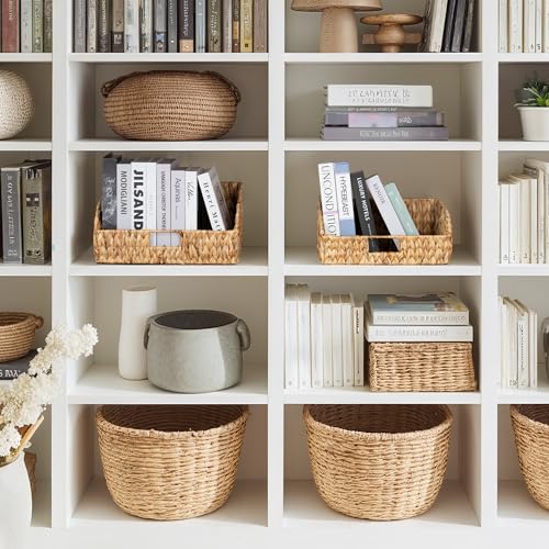 Pantry Baskets for Organizing (Natural(Water Hyacinth) / 15¾"L x 11"W x 7½"H + 14¼"L x 9¾"W x 6¾"H)