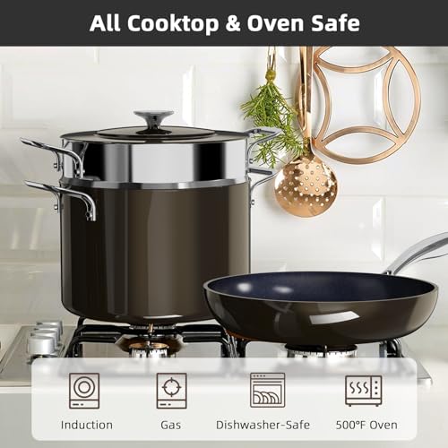 Lux 13pc Forged Lightweight Nonstick Ceramic Cookware Set (Black Coffee)