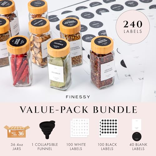 Thick Glass Spice Jars With Bamboo lids And Labels