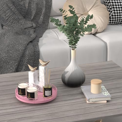 9 Inch Oak Lazy Susan Decorative Tray (Pink / 9)