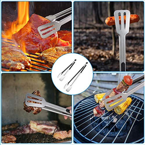 16-inch & 12-Inch Grill Tongs for Cooking BBQ Heavy Duty Extra Long Grilling Tongs, Premium Set 2 pack (2 Count)
