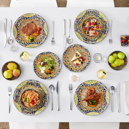 12 Pieces Dinnerware Sets (Service for 4 (12 Pcs) / Bohemian Dark Green)