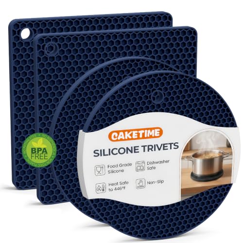 Trivets for Hot Dishes (Navy Blue: Square & Round)