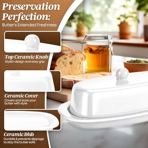 Standard Ceramic Butter Dish with Lid (White / Standard)