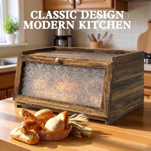 Bread Box for Kitchen Countertop (Carbonized Crabapple / 1‑tier)
