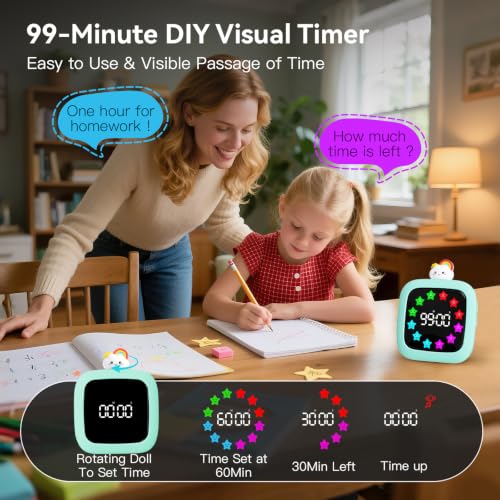 Digital Visual Timer for Kids (Rainbow Doll-cyan)