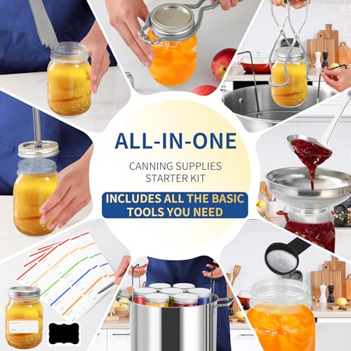 Canning Supplies Starter Kit with Canning Rack (11-Pcs Rack Set / Gray)