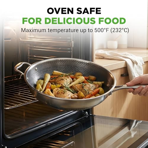 12" Stainless Steel Durable Wok (Silver)