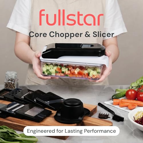 Pro Core Vegetable Chopper & Mandoline Slicer (White/Black / 9-in-1)
