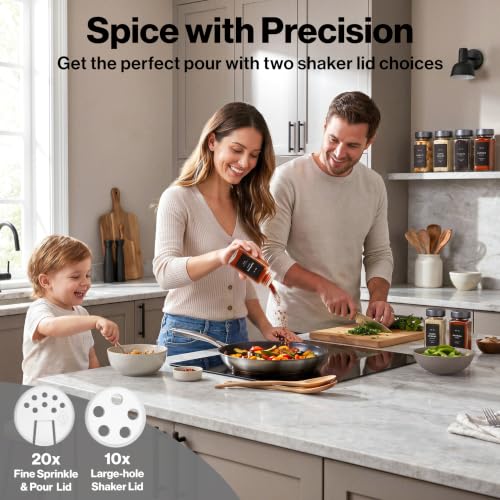 Glass Spice Jars with Label (Space Gray Stainless Steel Lid)