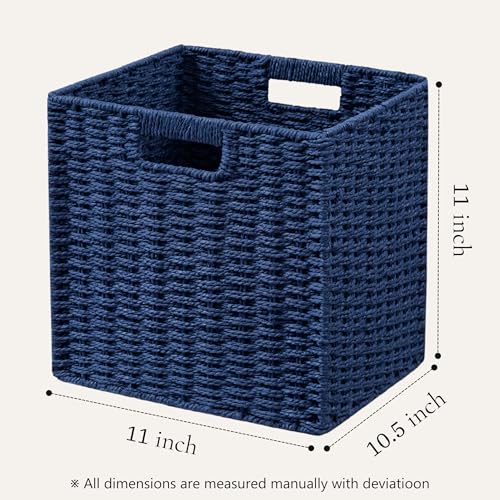 3 Pack Wicker Basket (Cube-3pack 11"×11"×10.5" / Navy Blue)
