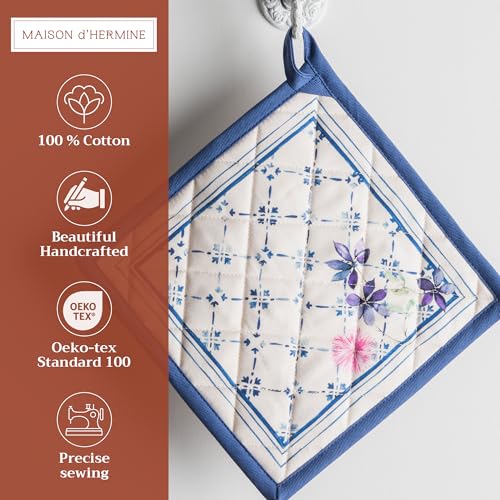 Pot Holders 100% Cotton Potholders (015 - Faience / 8" x 8" (Pot Holder Pack of 1))