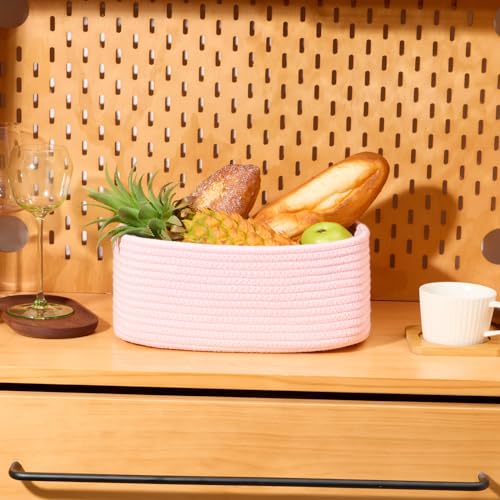 Small Storage Baskets for Organizing (3pcs-L11.5xW7.5xH4.7" / Light Pink)