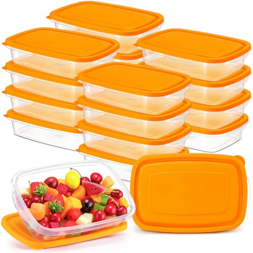 18 Pcs 33 oz Plastic Food Storage Containers with Lids (Orange)