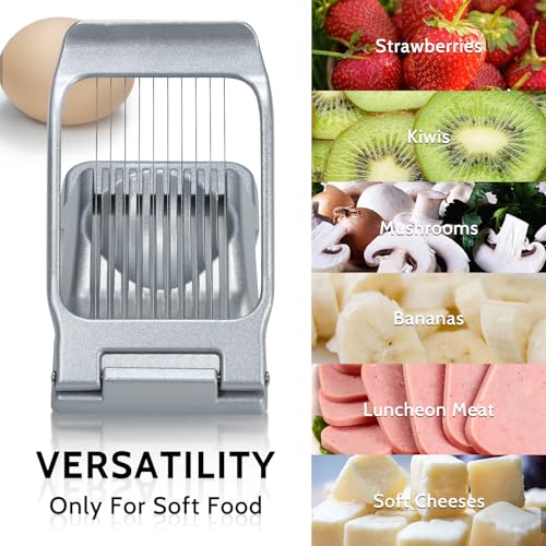 Heavy Duty Stainless Steel Wire Egg Slicer for Hard Boiled Eggs (Silver)