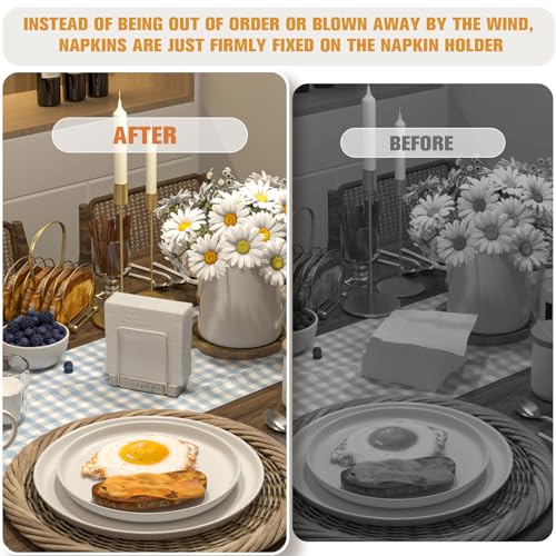 Napkin Holder for Table (White/Farmhouse White / 5.78 x 2.51 x 5.04 inches)