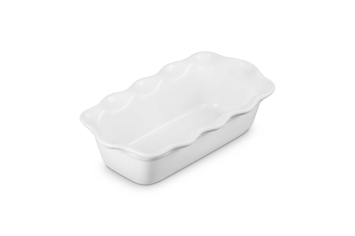 Stoneware 9" Fluted Pie and 9" Fluted Loaf Dish (White)