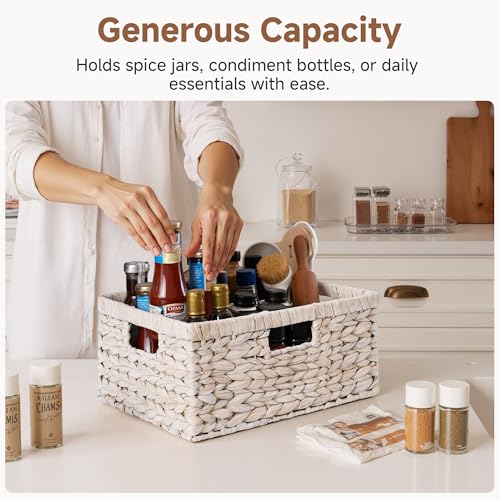 Pantry Baskets (White (Water Hyacinth) / 15"L x 11"W x 6¾"H)