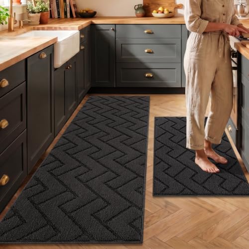 Kitchen Runner Rug (Charcoal / 20"x59"+20"x32")