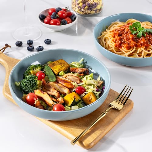 8.75'' Large Ceramic Pasta Bowls (Stone Blue(8.75inch))