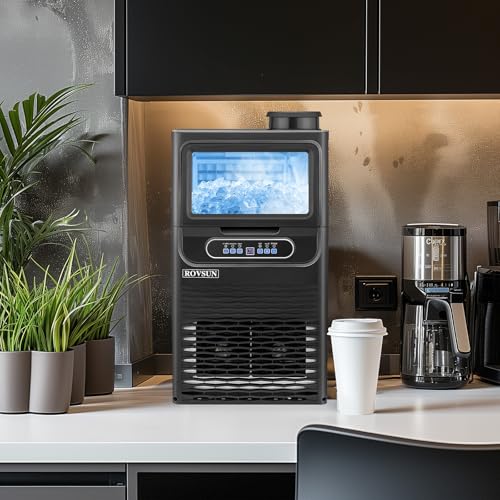 90LBS 24H Countertop Ice Maker with 2 Water Inlets & Appointment Function (Black / 90LB)