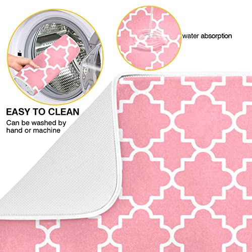 Super Absorbent Dish Drying Mat (Pink Moroccan / 18" x 24")