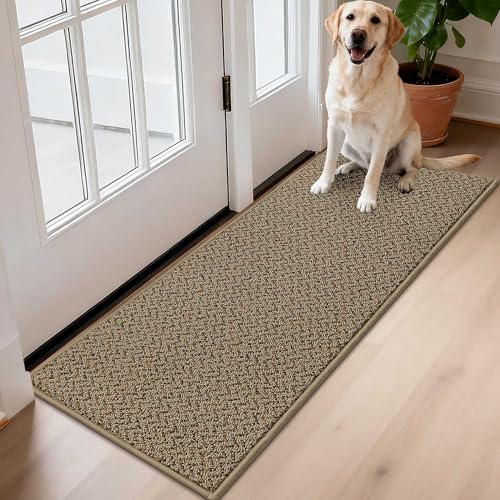 Dirt Trapper Door Mat 17"x48" Non Slip Washable Taupe (Taupe / 17" x 48")