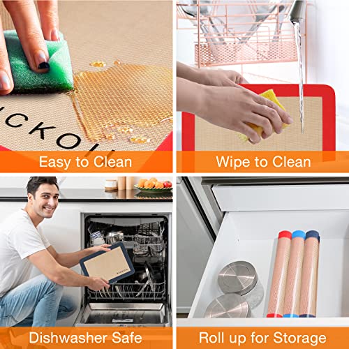 Silicone Baking Mats Set of 3 (Small (11.6" x 8.5") 3 Quarter Sheet)