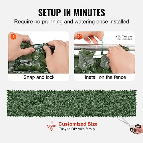 Artificial Ivy Privacy Fence Screen (Ivy with Green Mesh Backing / 39 x 198 inch)